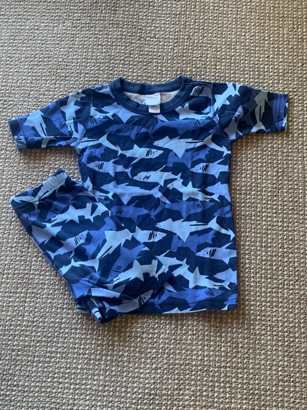 Hanna Andersson Organic Cotton Shark Pajama Set Boys Size 8